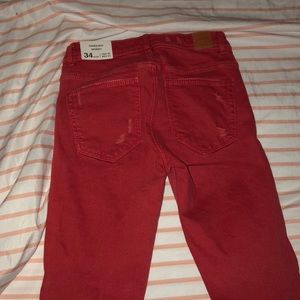 Zara Red ripped skinny jeans
